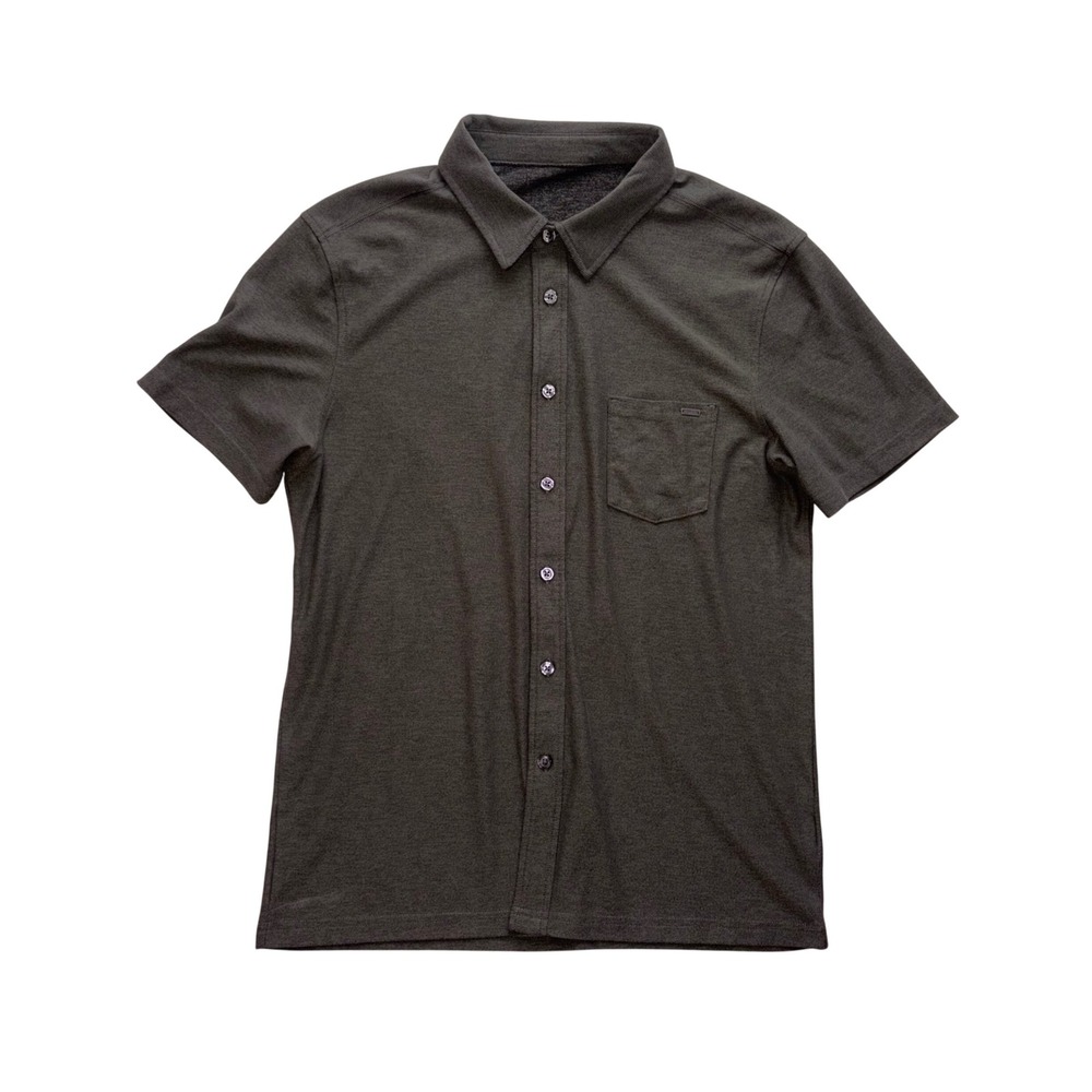 VUORI Ponto Button Down Mens S Green DreamKnit Short Sleeve Performance Shirt